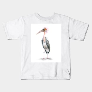 Marabou Bird -Watercolor art Kids T-Shirt